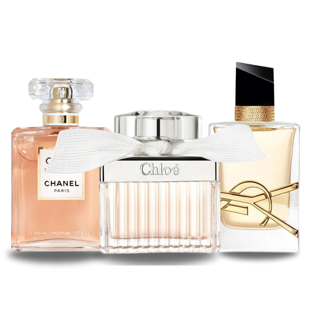 Combo de 3 perfumes Chanel COCO MADEMOISELLE, Yves Saint Laurent LIBRE e CHLOÉ 100ml